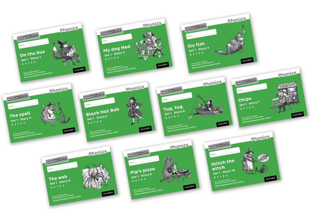Pack contents: Read Write Inc. Phonics: Black and White Green Set 1 ...