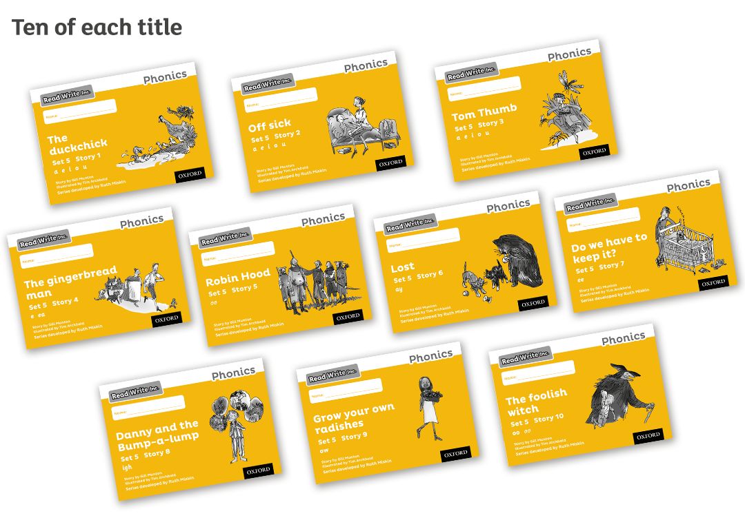 Pack contents: Read Write Inc. Phonics: Black and White Yellow Set 5 ...