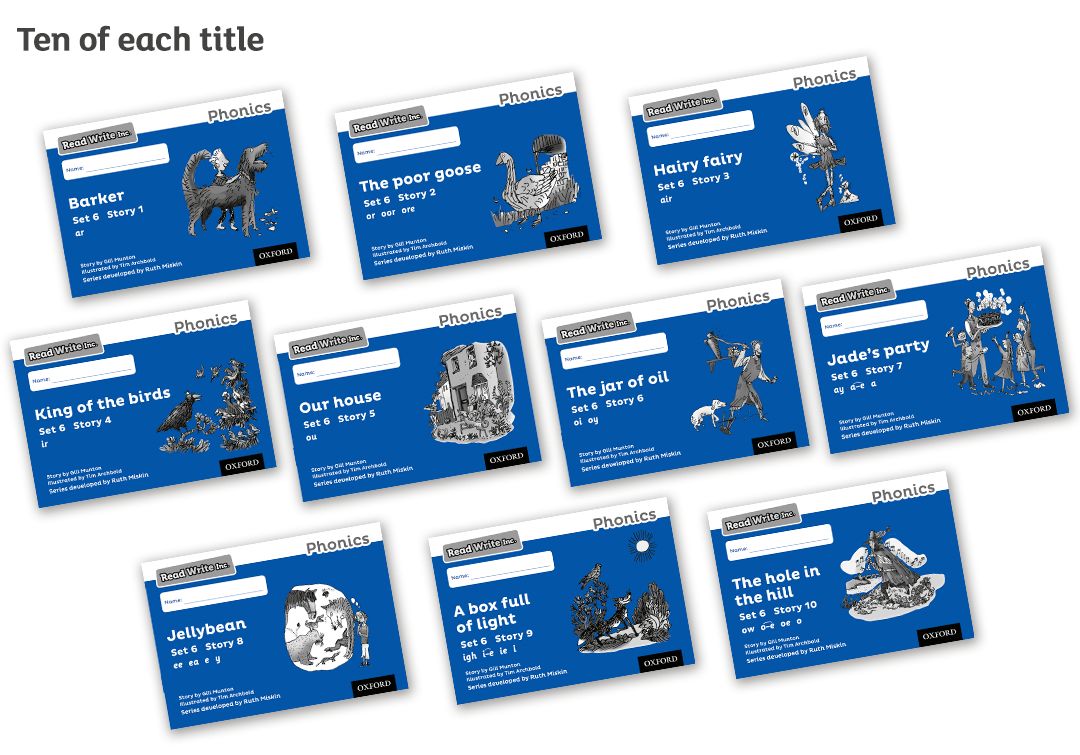 Pack contents: Read Write Inc. Phonics: Black and White Blue Set 6 ...